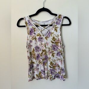 American Eagle Outfitters Floral Tank Top - Purple and Green